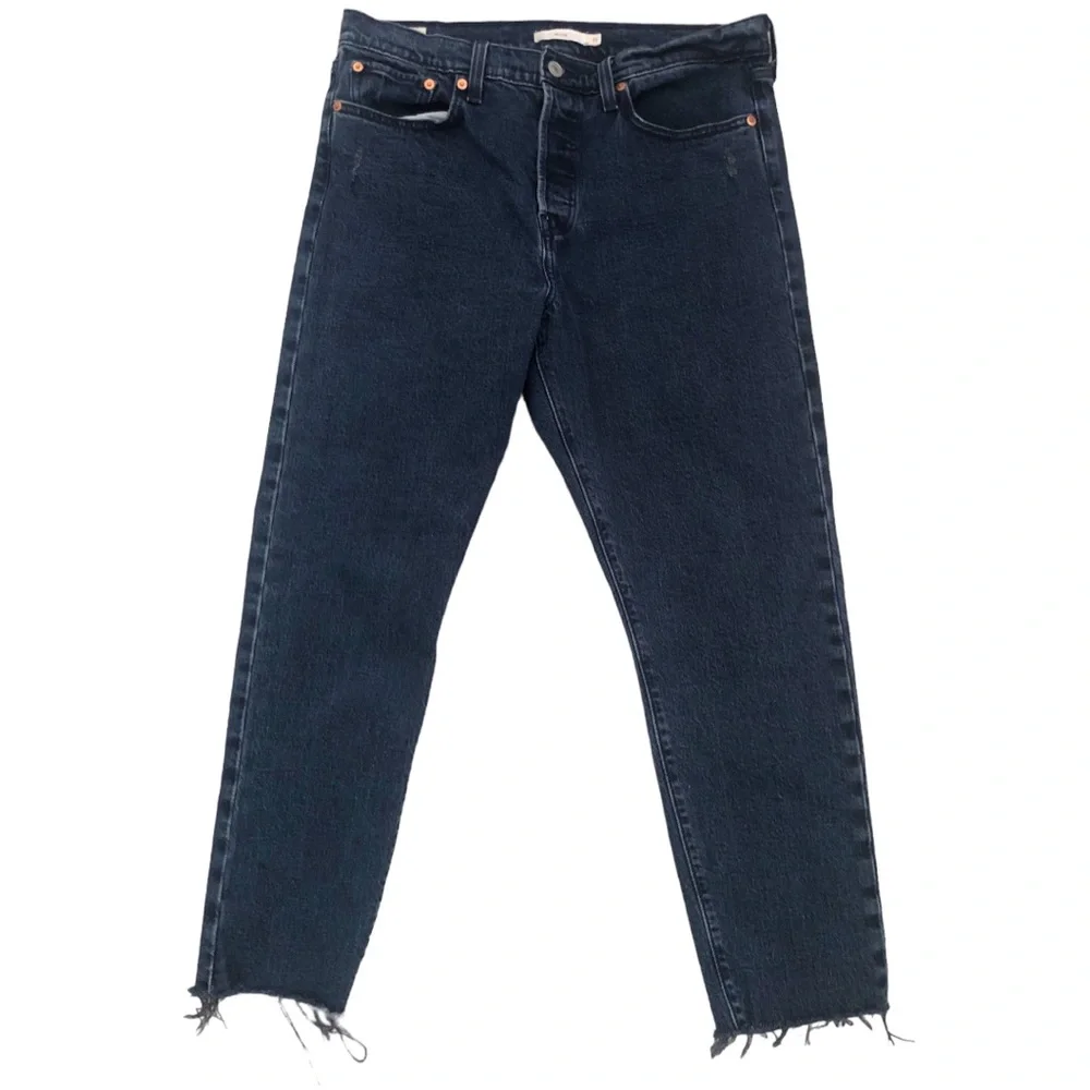 R19 Levi’s wedgie Icon fit high rise button fly jeans size 31 black & blue - Picture 5 of 13